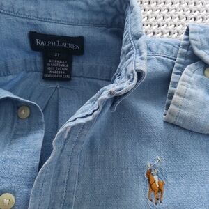 Ralph Lauren Boys Cotton Chambray Button-down Shirt Signature Pony Logo 3T